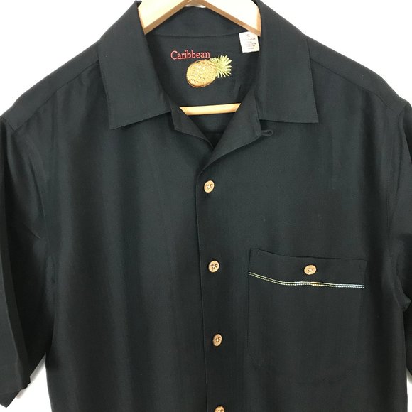Caribbean Other - Caribbean Men Black Tropical Hawaiian Small Shirt